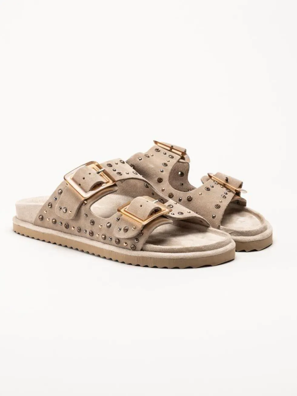 Colors of California - Beige Bio-sandaler i mocka med strass