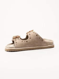Colors of California - Beige Bio-sandaler i mocka med strass