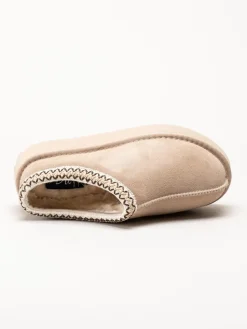 Duffy - Beige fodrade slippers i mocka