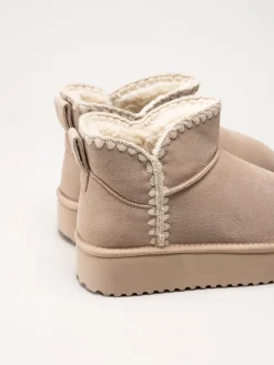 Duffy - Beige varmfodrade platåboots i mocka