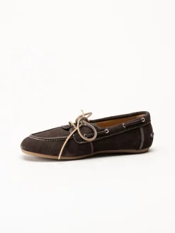 Duffy - Maucini Due - Mörkbruna loafers i mocka