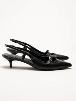 Duffy - Pomezia - Svarta slingback pumps med taxklack