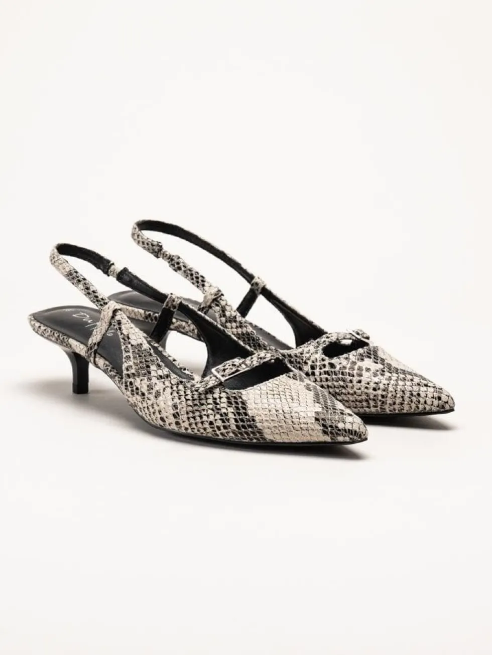 Duffy - Pomezia - Svart-Beige slingback pumps med taxklack