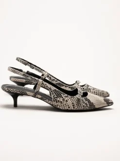 Duffy - Pomezia - Svart-Beige slingback pumps med taxklack