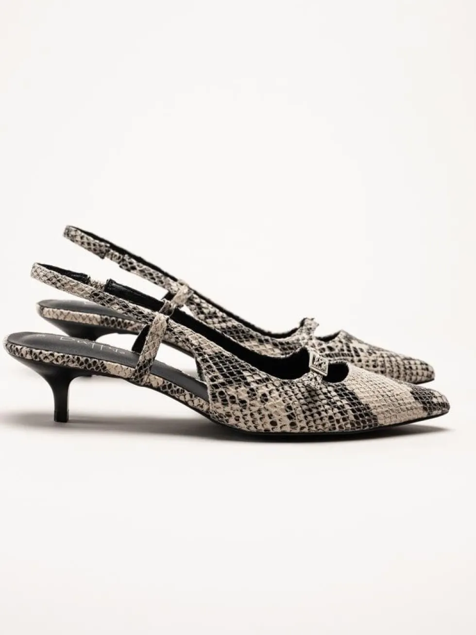 Duffy - Pomezia - Svart-Beige slingback pumps med taxklack