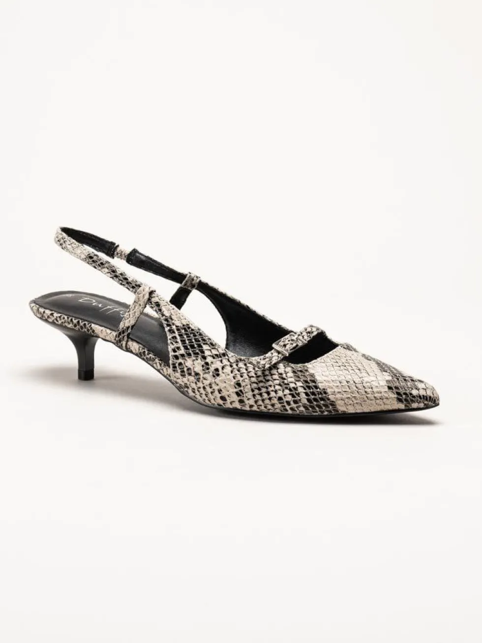 Duffy - Pomezia - Svart-Beige slingback pumps med taxklack