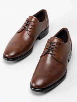 Ecco - Citytray M derby - Mörkbruna snörskor i skinn