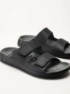 Ecco - Cozmo M Slide - Svarta slip in sandaler i skinn