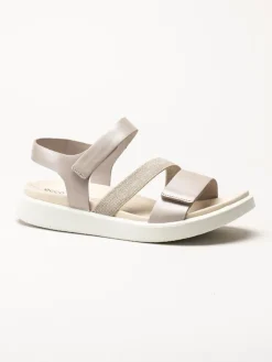 Ecco - Ecco Flowt - Ljusrosa metallic sandaler i skinn