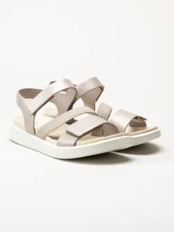 Ecco - Ecco Flowt - Ljusrosa metallic sandaler i skinn