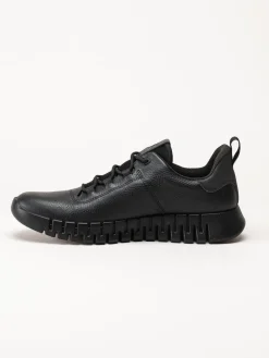 Ecco - Gruuv Sneaker Lea GTX - Svarta skinnsneakers med Gore-Tex