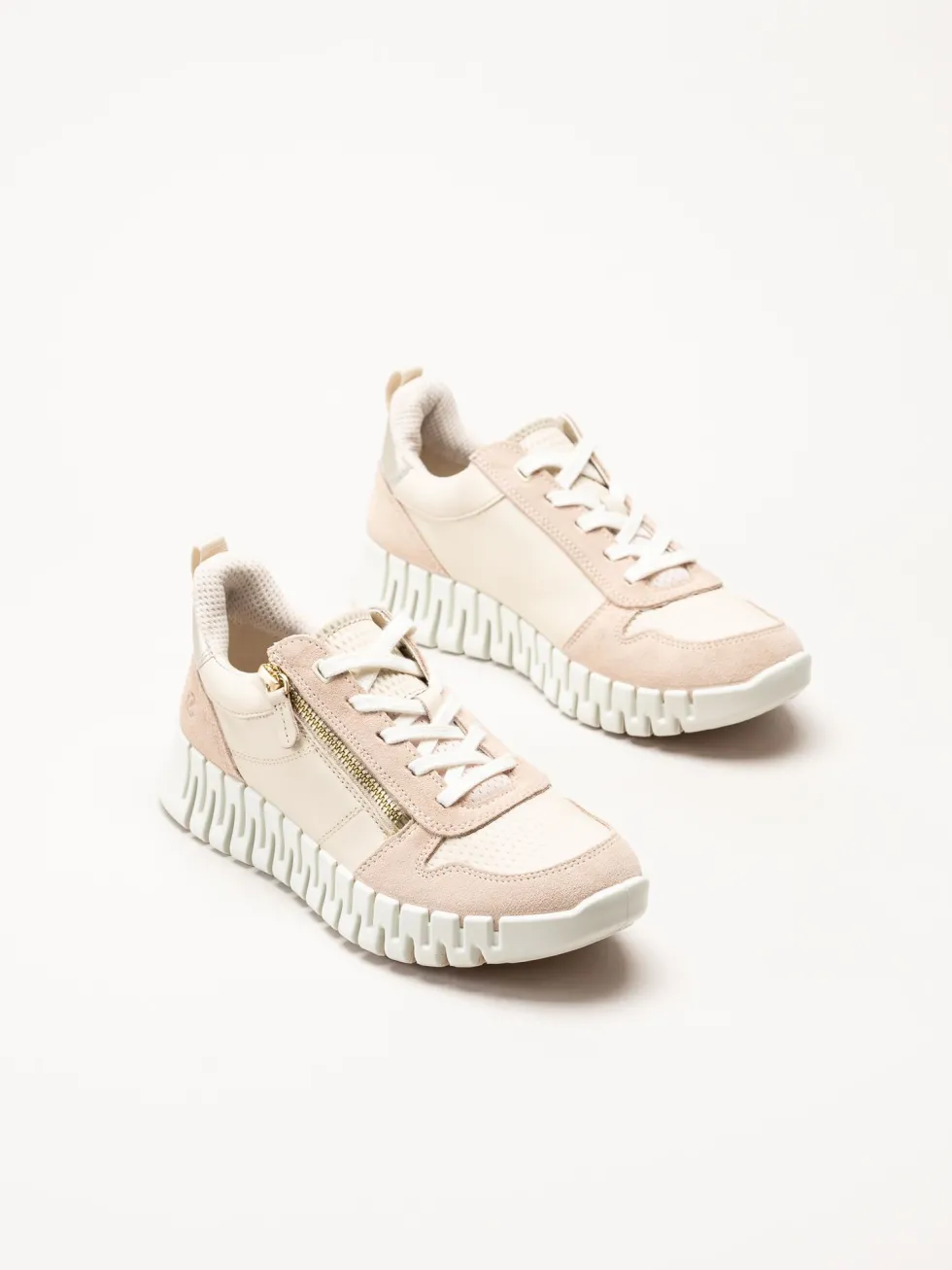 Ecco - Gruuv W Side Zip Lace - Ljusrosa sneakers i nubuck