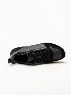 Ecco - Gruuv W Side Zip Lace - Svarta sneakers i nubuck