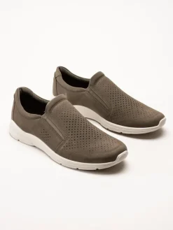 Ecco - Irving - Gröna slip on skor i nubuck