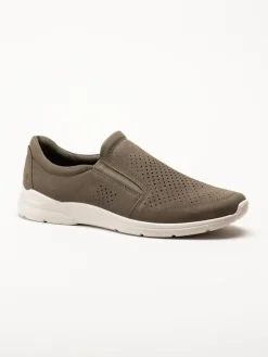 Ecco - Irving - Gröna slip on skor i nubuck