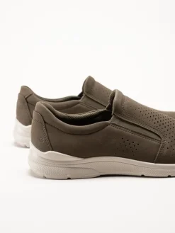 Ecco - Irving - Gröna slip on skor i nubuck