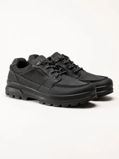 Ecco - Rugged Track WP - Svarta waterproof promenadskor i oljat skinn