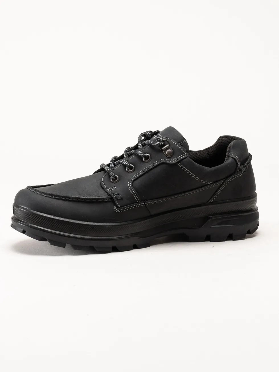 Ecco - Rugged Track WP - Svarta waterproof promenadskor i oljat skinn