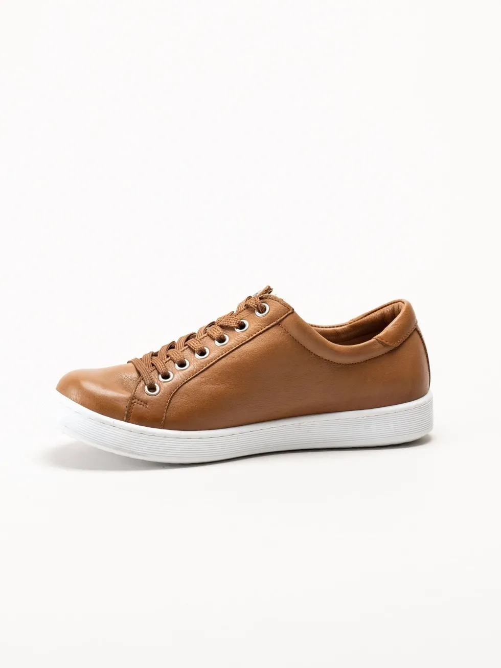 Esgano - Ljusbruna sneakers i skinn