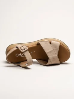 Gabor - Beige platåsandaler i mocka