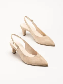 Gabor - Beige slingback pumps i mocka