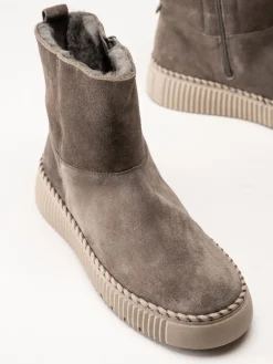 Gabor - Grå ullfodrade boots i mocka