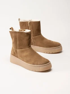 Gabor - Ljusbruna ullfodrade boots i mocka