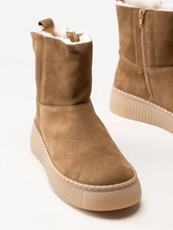 Gabor - Ljusbruna ullfodrade boots i mocka