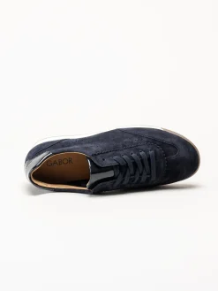 Gabor - Mörkblå sneakers i mocka