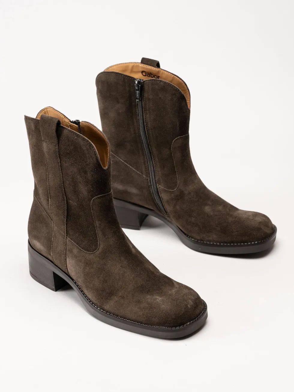 Gabor - Mörkbruna western boots i mocka