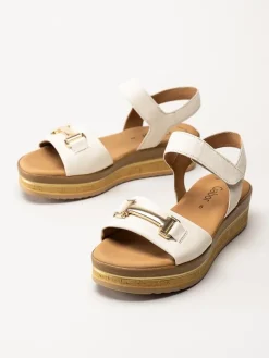 Gabor - Off white platåsandaletter i skinn