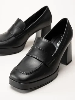 Gabor - Svarta högklackade loafers i skinn