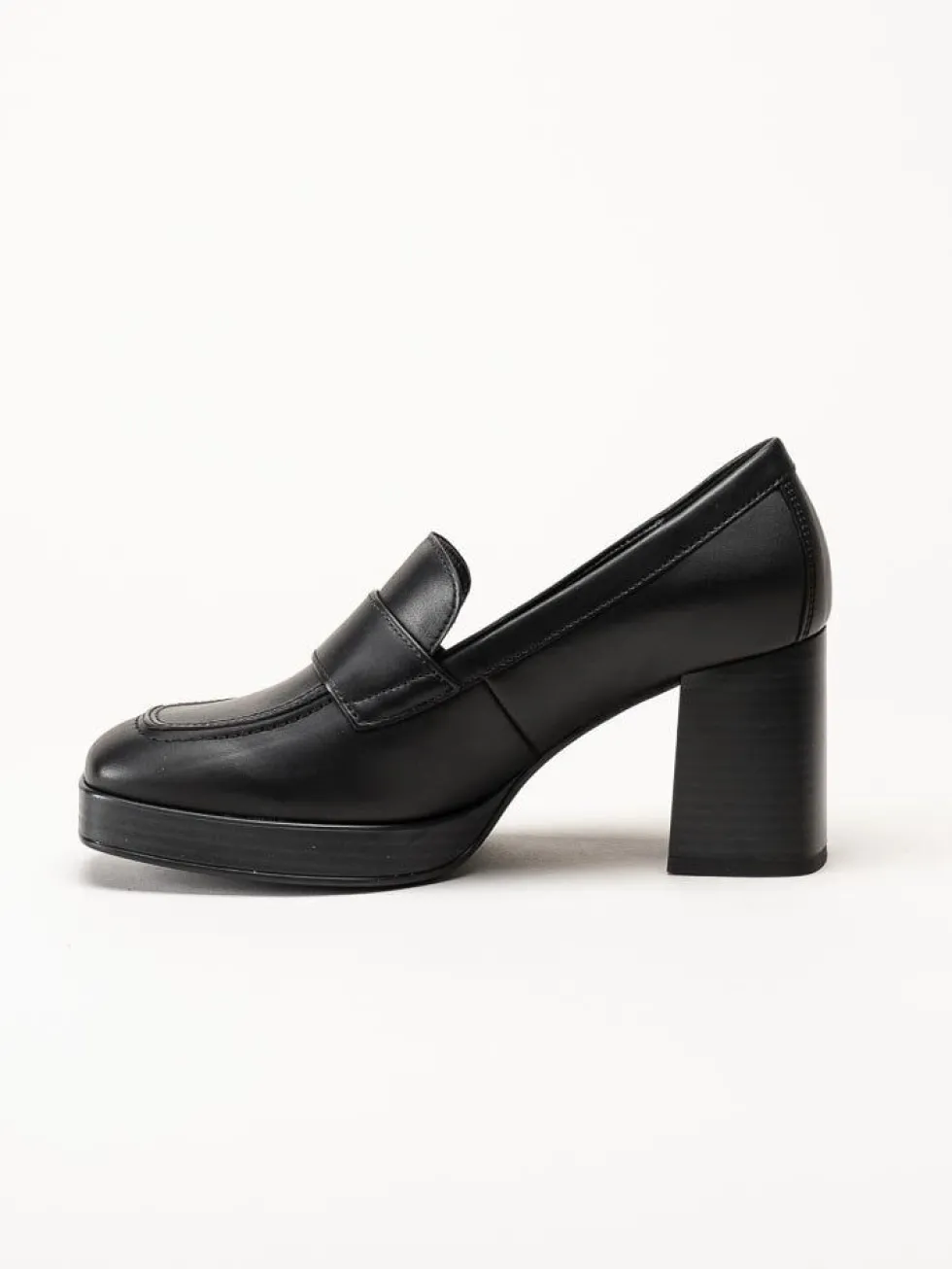 Gabor - Svarta högklackade loafers i skinn