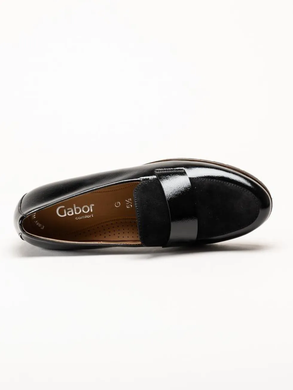 Gabor - Svarta loafers i skinn och mocka