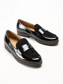 Gabor - Svarta loafers i skinn och mocka