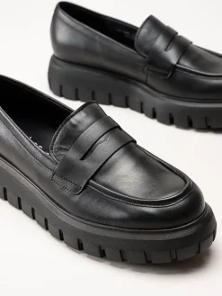 Gabor - Svarta platåloafers i skinn
