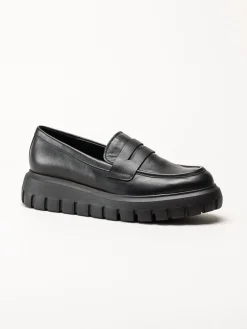 Gabor - Svarta platåloafers i skinn