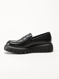 Gabor - Svarta platåloafers i skinn
