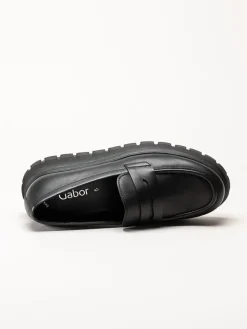 Gabor - Svarta platåloafers i skinn