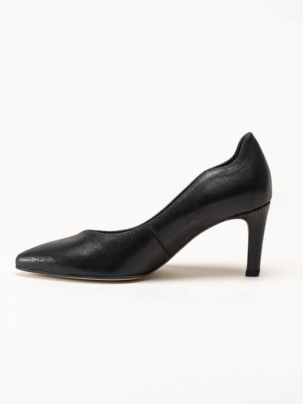 Gabor - Svarta pumps i skinn med reptilmönster