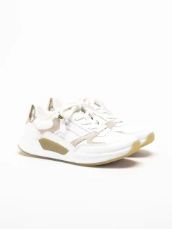 Gabor - Vita sneakers i skinn och mocka