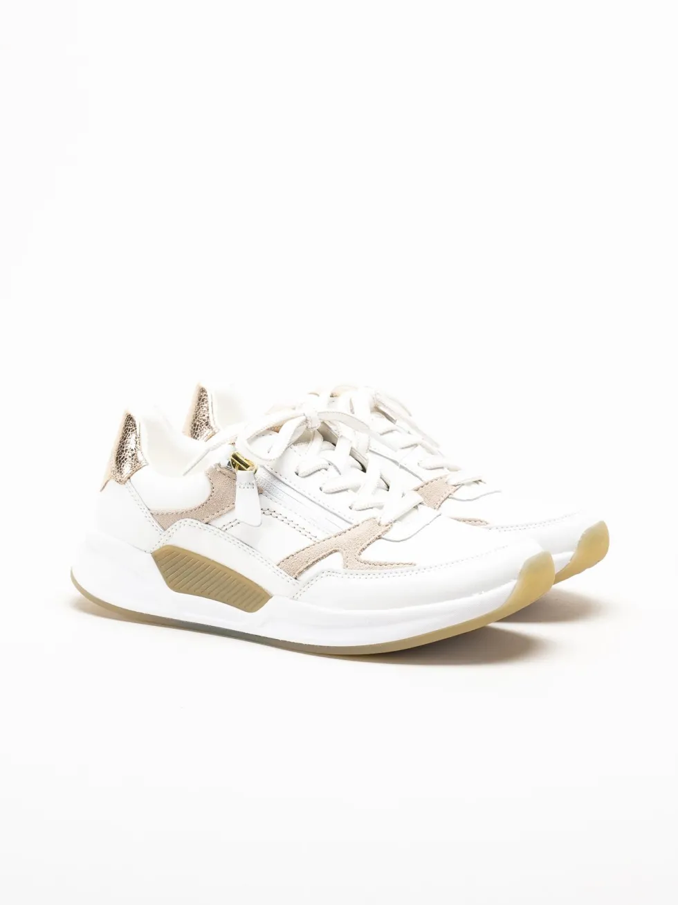 Gabor - Vita sneakers i skinn och mocka