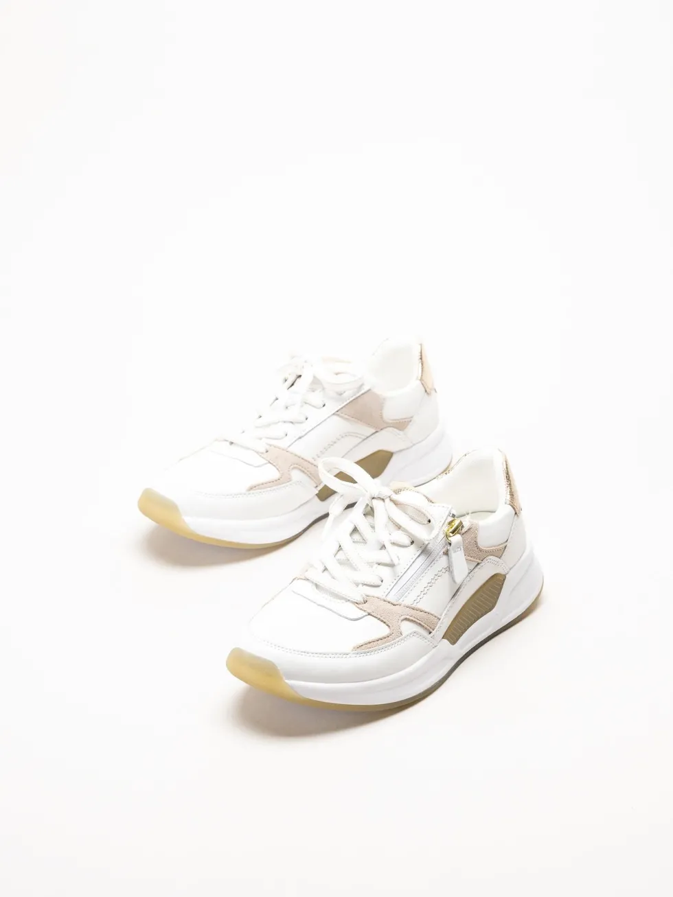 Gabor - Vita sneakers i skinn och mocka