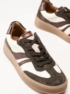 Gabor - Vitbruna sneakers i skinn och mocka
