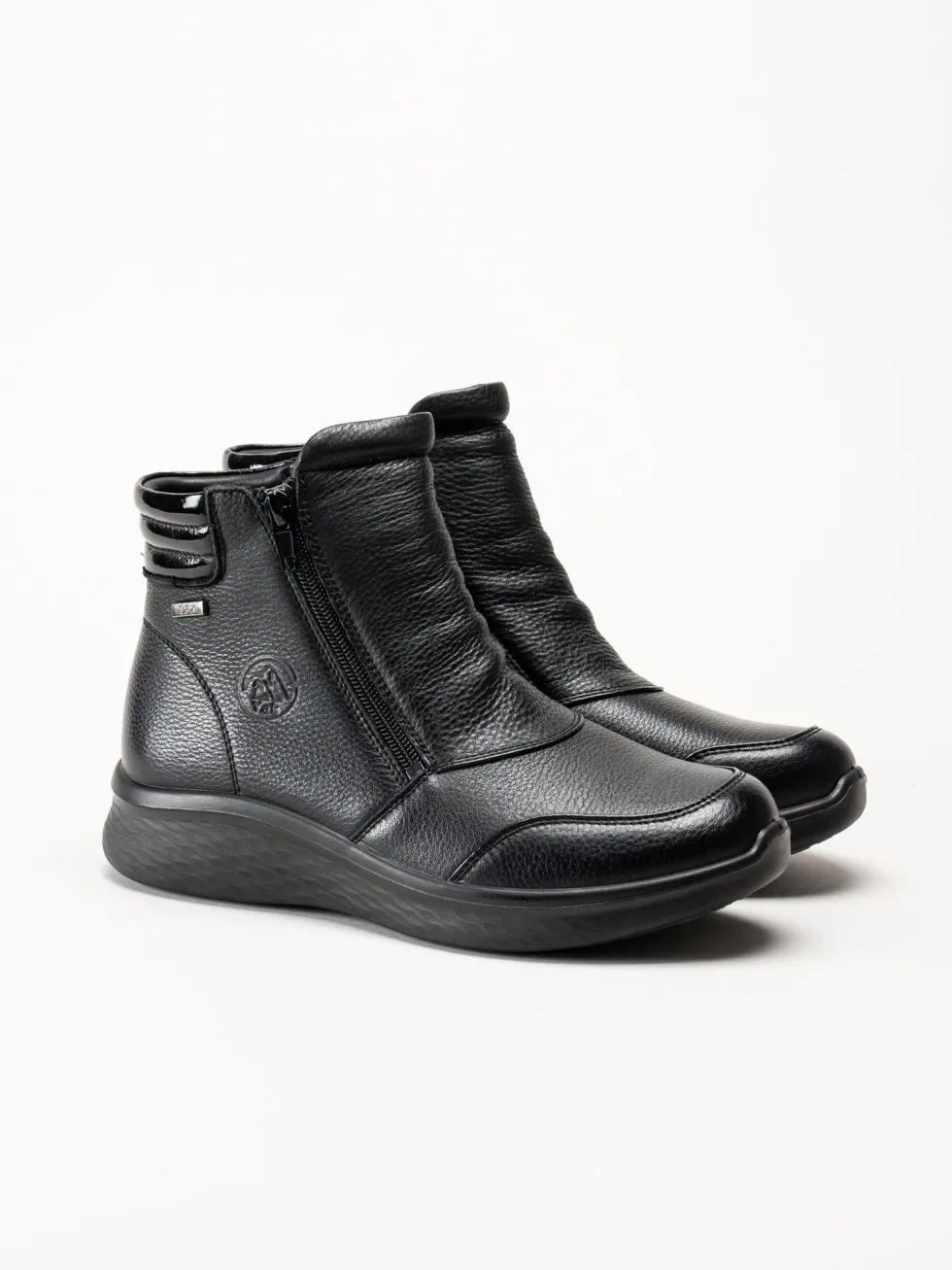 G Comfort - Double Zip - Svarta kängor i skinn