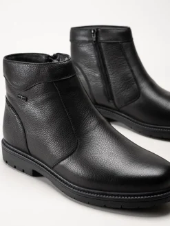G Comfort - Svarta boots i narvsatt skinn med fårskinnsfoder