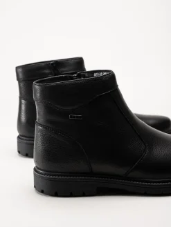 G Comfort - Svarta boots i narvsatt skinn med fårskinnsfoder
