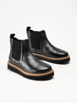 Green Comfort - Verona low cut - Svarta chelsea boots i skinn