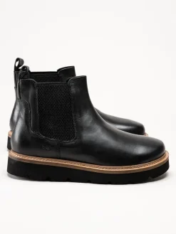 Green Comfort - Verona low cut - Svarta chelsea boots i skinn