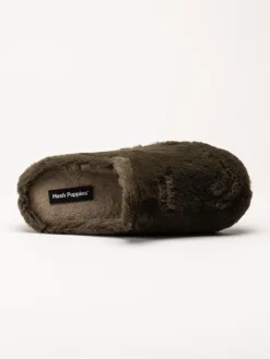 Hush Puppies - Olivia - Mörkgröna fluffiga slip in tofflor